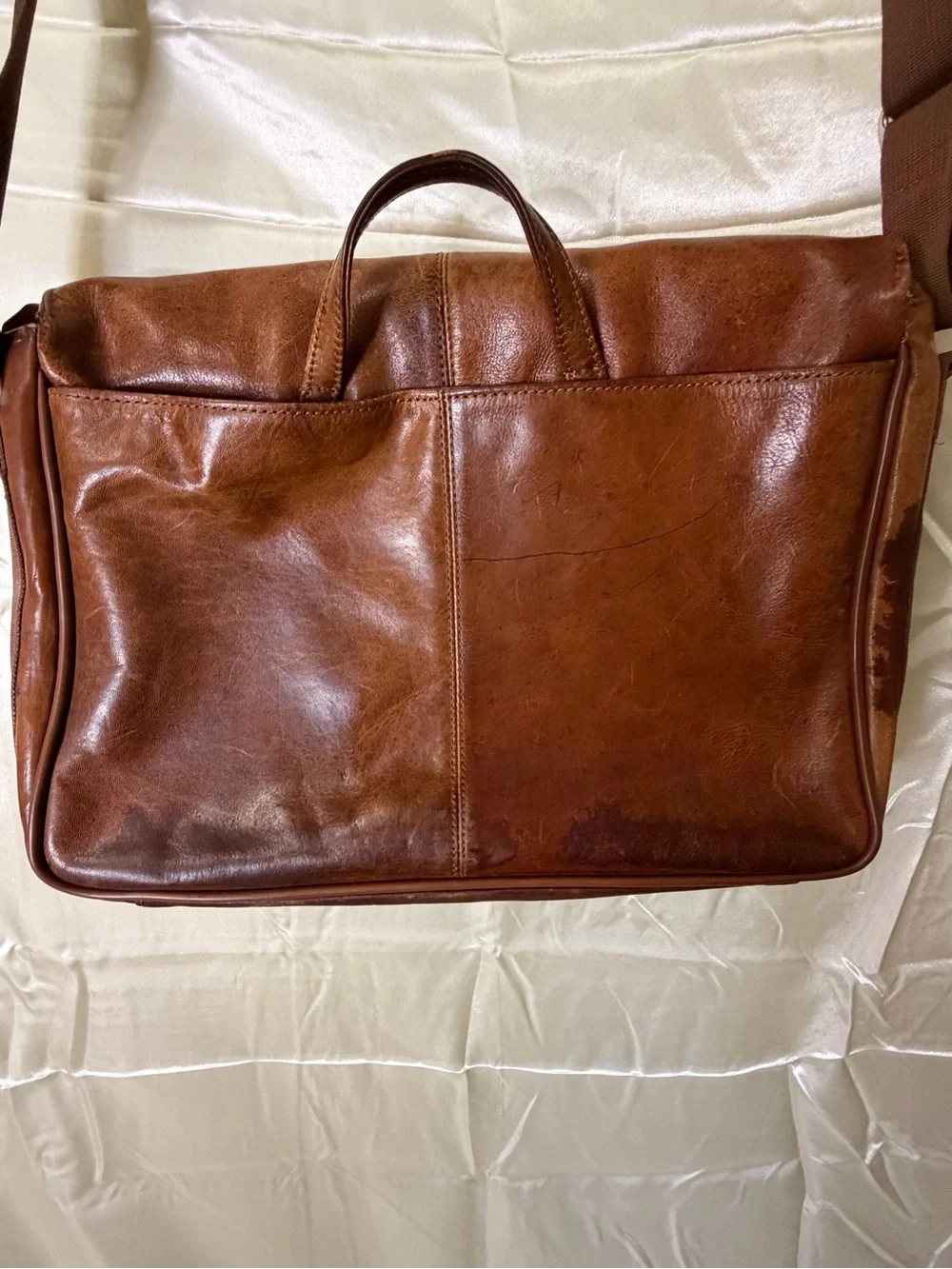 Wilsons Leather Brown Distressed Messenger Bag Laptop Briefcase Vintage Patina